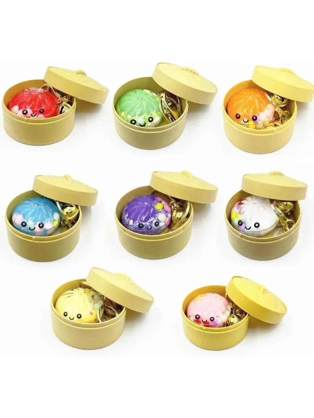 8 Pack Cute Dumpling Keychains - 3D Fidget Bag Charms with Bell, Fun Gift Set